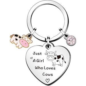 Just a Girl Who Loves Cows" Keychain – Cute Farm Animal Lover Gift